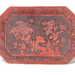 Carved Cinnabar Lacquer Tray