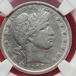 1908-O Barber Half Dollar VF30