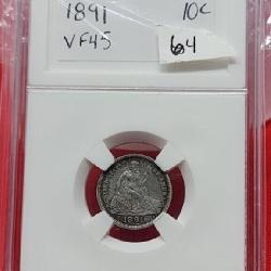 1891 Seated Liberty Dime VF45