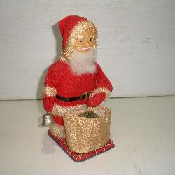 VINTAGE 1950S JAPAN WIND UP SANTA TIN TOY 8IN
