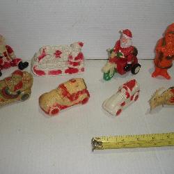 VINTAGE MID CENTURY SANTA PLASTIC MOLDED FIGURES