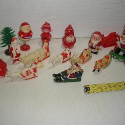 VINTAGE MID CENTURY SANTA PLASTIC MOLDED FIGURES