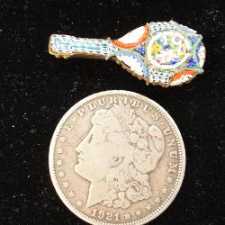 Vintage Italian Micro Mosaic Mandolin Brooch