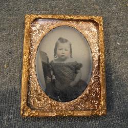 Antique Hand Colored Ambrotype of Young Girl