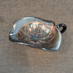 Vintage Amethyst Carnival Glass Dugan Leaf Rays