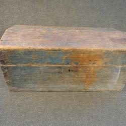 Antique Primitive Small Trunk Original Blue Paint