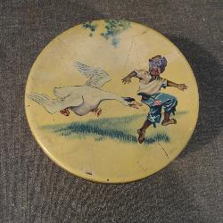 Vintage Black Americana Cookie Tin w/Boy chased