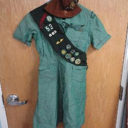 Vintage 1960's Girl Scouts Dress, Sash, Hat and
