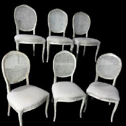 6 ITALIAN DISTRESSED PAINTED DESIGNER CHAIRS