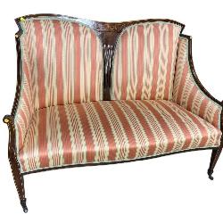 EDWARDIAN MAHOGANY INLAID HIGH BACK SETTEE