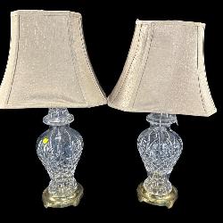 2 WATERFORD CRYSTAL ARAGLIN URN TABLE LAMPS