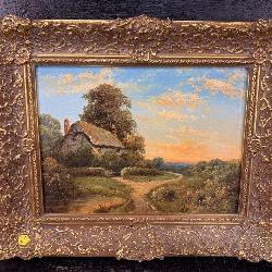 SIGNED E. COLE ANTIQUE IIL ON CANVAS