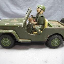 Vintage Tin Military Jeep Toy with Soldiers