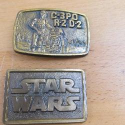 2 Vintage 1977 Star Wars Belt Buckles
