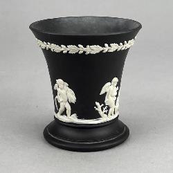 Wedgewood Black Basalt Jasperware Posy Pot