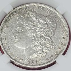 1891-CC Morgan Silver Dollar EF-45