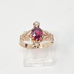 Vintage Ruby and Seed Pearl Ring 10k Gold