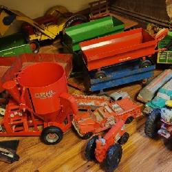 Large collection of miscellaneous old metal tractors