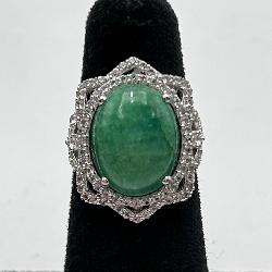 Beryl Emerald & Sapphire Sterling Silver Ring