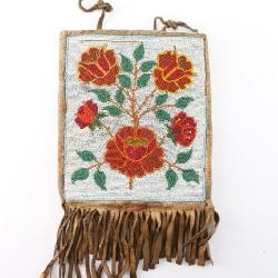 Native American Beaded Bag with Floral Motif.