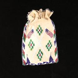 Apache American Flag Beaded Bag