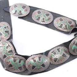 Sterling Silver Thunderbird Concho Belt.