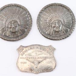 Bohlin Plaque & 2 Indian Head Conchos.
