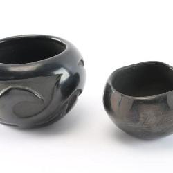 Lot of 2 Santa Clara Blackware Pots.