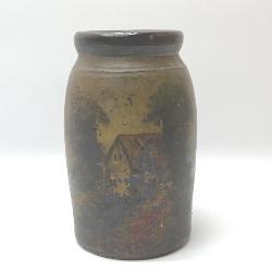 Antique Signed -Painted Pottery Storage Jar