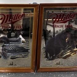 Miller High Life Beer Mirrors Incl. Ducks & Black Bear