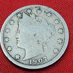 1907 Barber Nickel With Cents