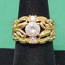 .925 Sterling & CZ w/Gold Tone overlay Ring Size