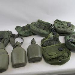 Lot of Military Surplus Canteens and Covers