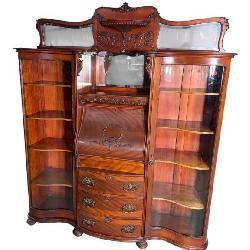 RARE MAHOGANY CARVED DOUBLE SIDE BY SIDE