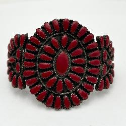 Larry Moses Begay Sterling Silver & Coral Bracelet