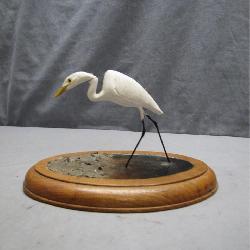 Handcrafted Egret Sculpture Signed and Dated