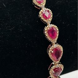 Lovely Ruby, Diamond & Sterling Silver Bracelet