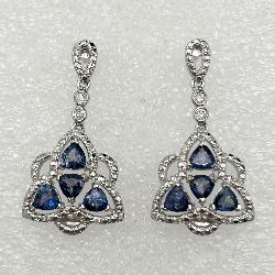 Beautiful Tanzanite, Diamond & Sterling Earrings