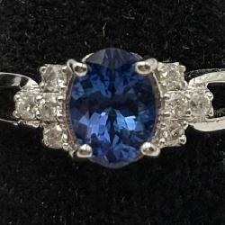 Lovely 925 O.F. Tanzanite & Diamond Ring