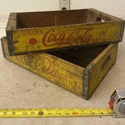 Two Coca-Cola wood carrying crates.