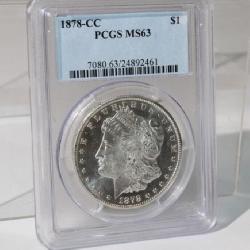1878 CC Morgan Silver Dollar PCGS Graded MS63