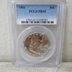 1961 Silver Frankling Half DOllar PCGS PR65