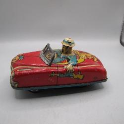 Vintage Japanese Tin Toy Car in Working Condition