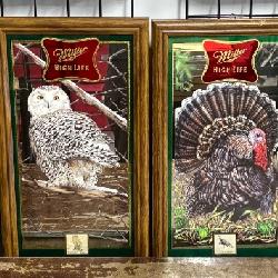 #355+56 Miller High Life Beer Mirror Series 5 Set of 4 (New in Box)- American Eagle, Snowy Owl, Wild