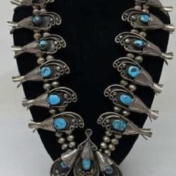 Native American Navajo Squash Blossom Turquoise &