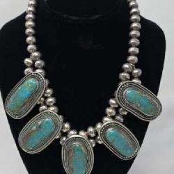 Navajo Turquoise & Sterling Pearl Necklace