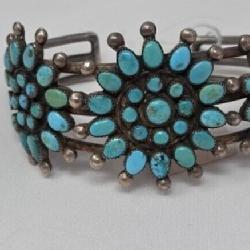 OLD PAWN 1959 ZUNI PETIT POINT TURQUOISE BRACELET