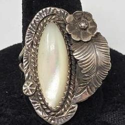Native American Mother of Pearl & Sterling Ring