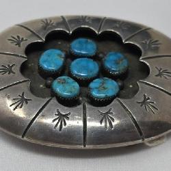 Turquoise &,Sterling Silver Belt Buckle 102.70g