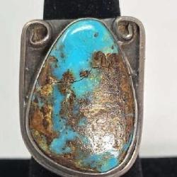 Turquoise & Sterling Ring Size 6.75, 9.06g